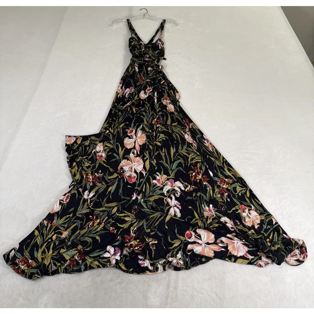 Maeve Anthropologie Gabriela Ruffled Wrap Maxi Dress Floral Print Dress Small - Picture 3 of 16
